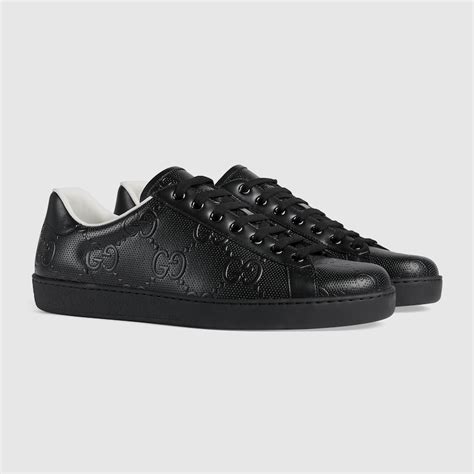 gucci black sneakers for men|black embossed Gucci men sneaker.